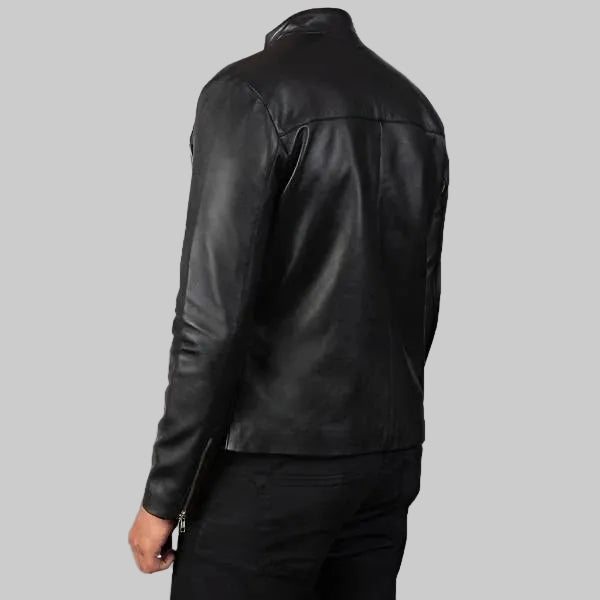 Adornica Black Leather Biker Jacket for Men – Classic Style