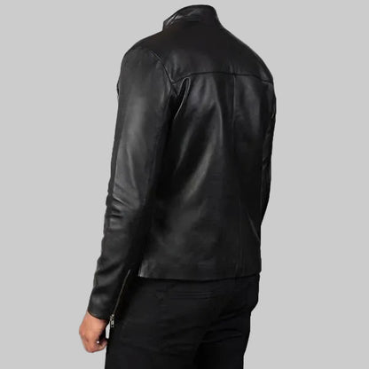 Adornica Black Leather Biker Jacket for Men – Classic Style