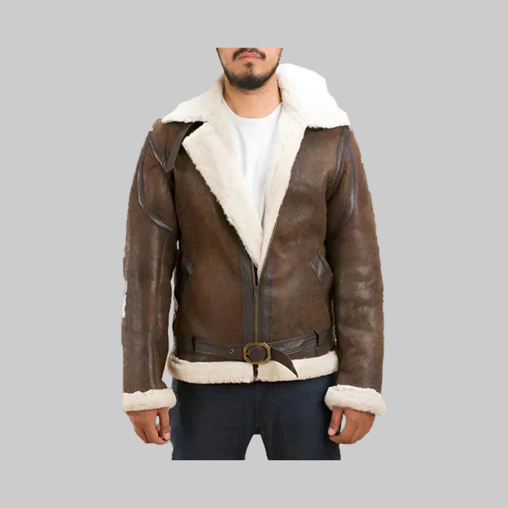 Double Face Shearling Distressed Leather Jacket for Men – Genuine-Leathvora