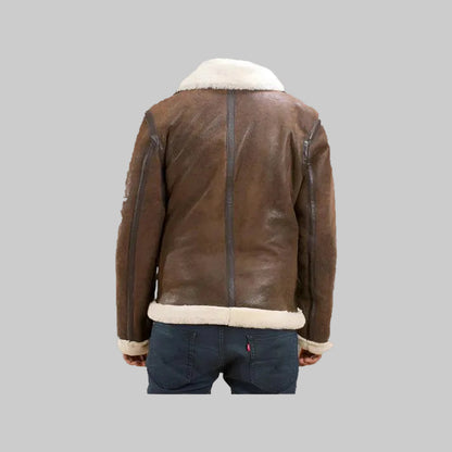 Double Face Shearling Distressed Leather Jacket for Men – Genuine Leather