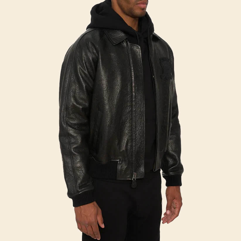Black Limited Edition Avirex Bomber Leather Jacket