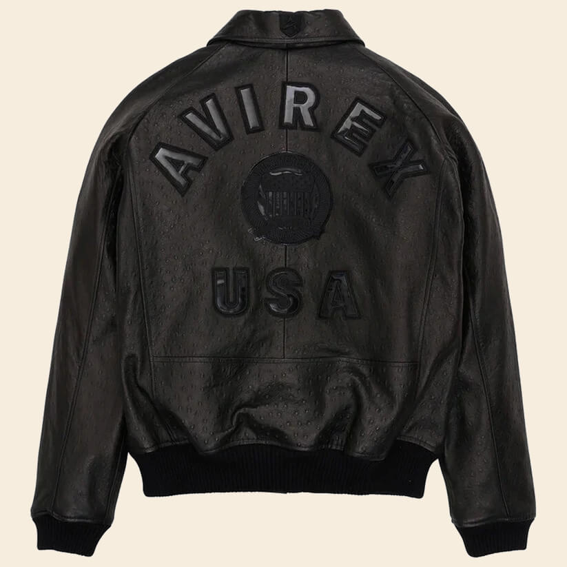 Black Limited Edition Avirex Bomber Leather Jacket