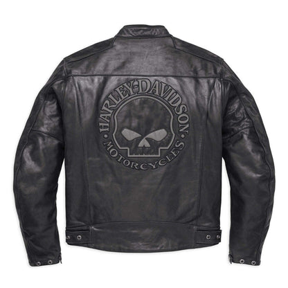 Men's Harley-Davidson Skull Leather Jacket – Black Buffalo Leather Biker Jacket