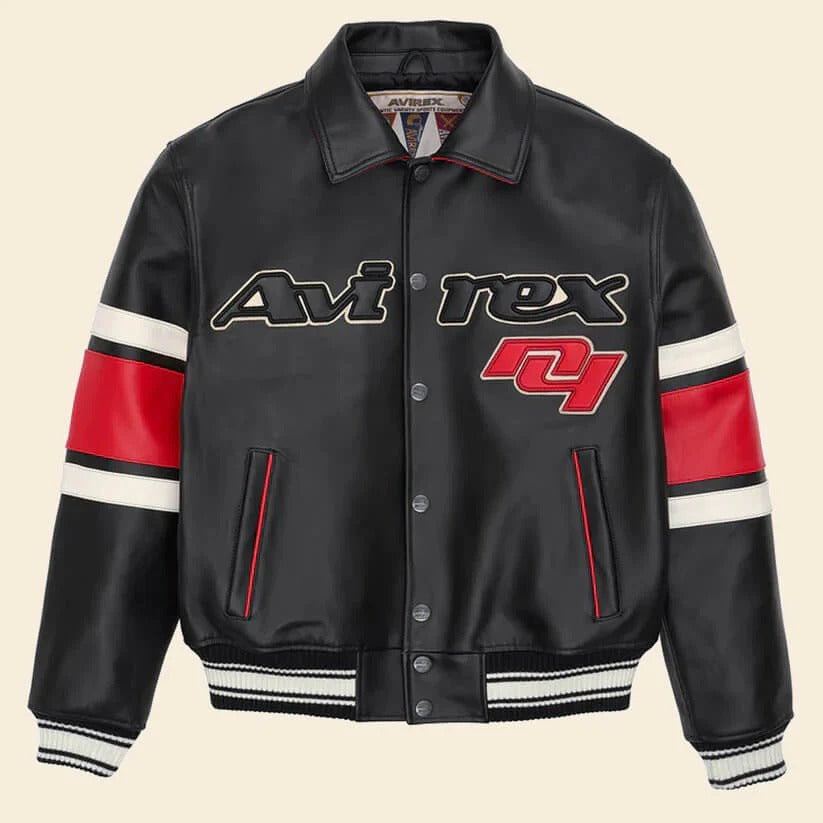 Black Letterman Avirex Leather Jacket