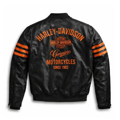 Men's Harley Motorcycle Leather Jacket – Cowhide Biker Jacket