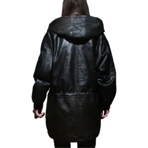 Vintage Style Hooded Leather Jacket - Image 2