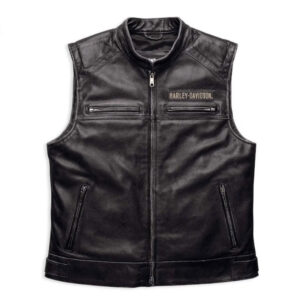 Harley Davidson Cowhide Black Leather Vest - Image 1