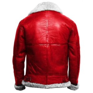 Handmade Christmas Holiday Red A2 Bomber Aviator Genuine Leather Jacket - Image 2