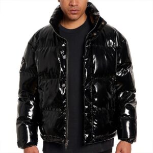 Avirex Gloss-Finish Channel-Quilted Down Black Puffer Jacket - Image 2