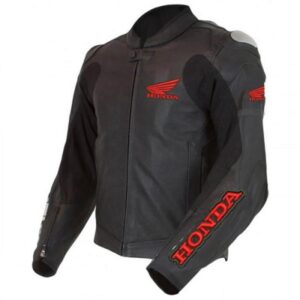 Black Honda Motorcycle Racing Leather Jacket - Image 1