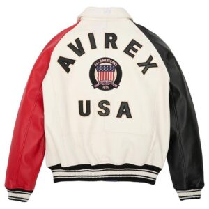 Iconic Avirex Military Stylish Varsity Bomber Leather Jacket - Image 4