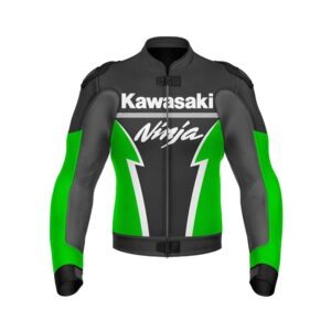 Premium Kawasaki Ninja Black _ Green Motorcycle Leather Jacket - Image 1