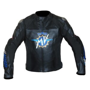 Premium Quality MV Agusta Motorbike Black Racing Leather Jacket - Image 1