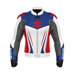 Premium Quality Suzuki Motorcycle Racing Handmade Leather Jacket - Image 1