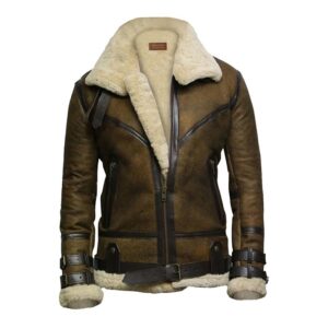 Stylish Handmade Winter Bomber High Quality Brown Leather Jacket - Image 1