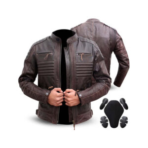 Real Leather Genuine Leather Motorcycle Biker Jacket - Image 2