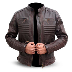 Real Leather Genuine Leather Motorcycle Biker Jacket - Image 1