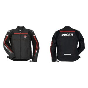 DUCATI Biker Motorbike Motorcycle Racing Leather Jacket - Image 2