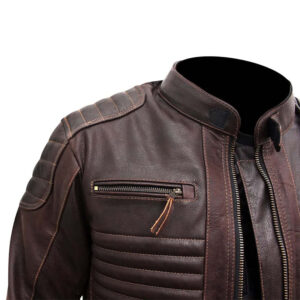 Real Leather Genuine Leather Motorcycle Biker Jacket - Image 4