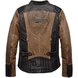 Women Brown Harley Davidson Motorcycle Racing Jacket - Image 2