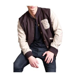 Brown Varsity Bomber Jacket - Image 1