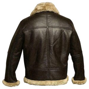 Brown B3 Aviator Jacket with  Premium RAF Aviator Bomber Jacket And  Faux Shearling Lining  Real Sheepskin Leather Coat - Image 2