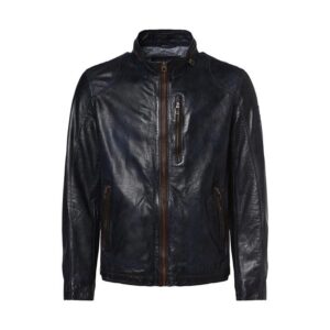 Lambskin Black Leather Motorcycle Fashion Style Jacket - Image 1