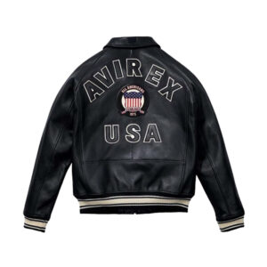 Men_s Avirex Black Real Bomber And  American Flight Leather jacket - Image 1