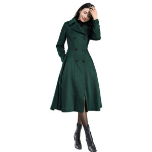 Premium Wool Coat with Pockets  Wool Blend Swing Style Long Winter Coat - Image 3