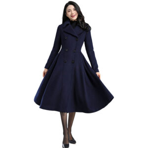 Premium Wool Coat with Pockets  Wool Blend Swing Style Long Winter Coat - Image 4