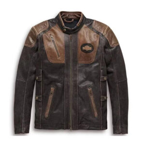 Air force Harley Davidson Trostel Distressed Brown Triple Vent System Biker Leather Jacket - Image 1