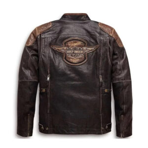 Air force Harley Davidson Trostel Distressed Brown Triple Vent System Biker Leather Jacket - Image 2