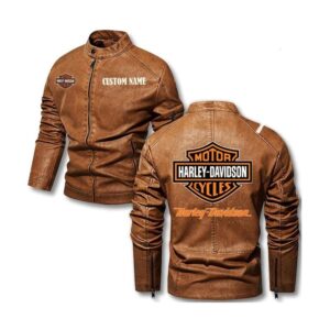 Harley Davidson Motorcycle Premium Brown Cow Leather Jacket - Image 1