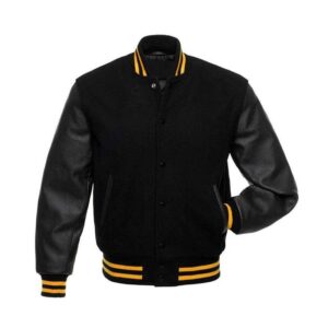 High Quality Varsity Bomber Body Sheep Wool Sleevs Cowhide Leather Jacket - Image 1