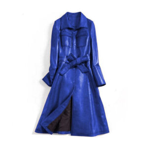 Italian Stylewith Premium Stitching Detail Long Leather Coat Streetwear Jacket - Image 5