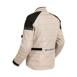 Men’s Royal Enfield Khaki Solid Biker Polyester Jacket - Image 2