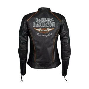 Harley Davidson Genuine Motorcycle Racing Biker Black Leather Jacket - Image 2