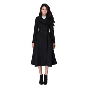 Premium Wool Coat with Pockets  Wool Blend Swing Style Long Winter Coat - Image 1