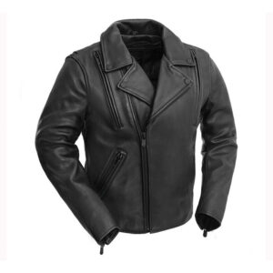 Men’s Stylish Black Night Rider Leather Motorcycle Jacket - Image 1