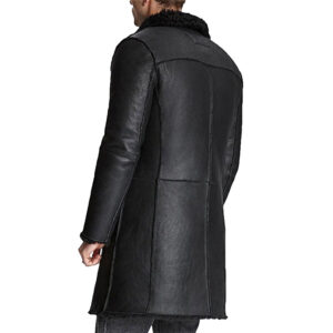 Premium Quality Shearling Leather Trench Coat - Image 2