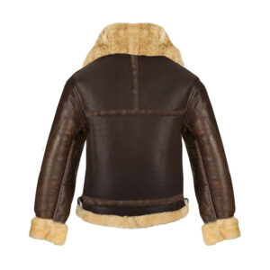 Aviator Brown Soft Faux Fur Lined Winter Stylish Sheepskin Leather Jacket High Quality Aviator Coat - Image 2