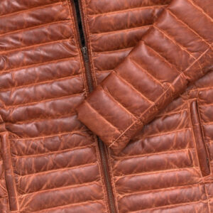 Men Puffer Jackets\High Quality Men’s Genuine Sheepskin Brown Leather Winter Puffer Jacket - Image 3