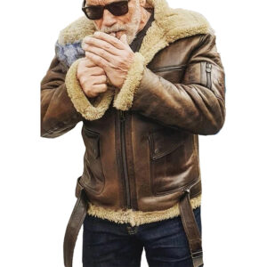 B3 Bomber Sheepskin Aviator Men Brown Leather Jacket - Image 4