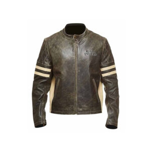 Premium Royal Enfield genuine Brown Racer Leather Jacket - Image 1