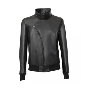 Men’s Premium Genuine Black Leather Winter Bomber Jacket - Image 1