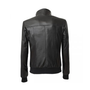 Men’s Premium Genuine Black Leather Winter Bomber Jacket - Image 2