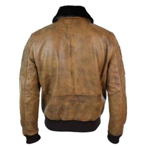 Handmade Vintage Style Tan Brown Aviator Bomber Leather Winter Jacket - Image 2