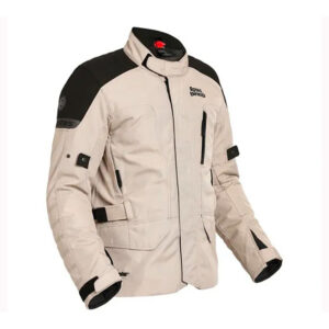 Men’s Royal Enfield Khaki Solid Biker Polyester Jacket - Image 1