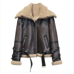 Women’s Premium B3 Bomber Aviator Leather Jacket Real Shearling Leather for Women - Image 1