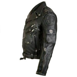 Premium Black Café Racer Motorcycle Leather Jacket - Image 1